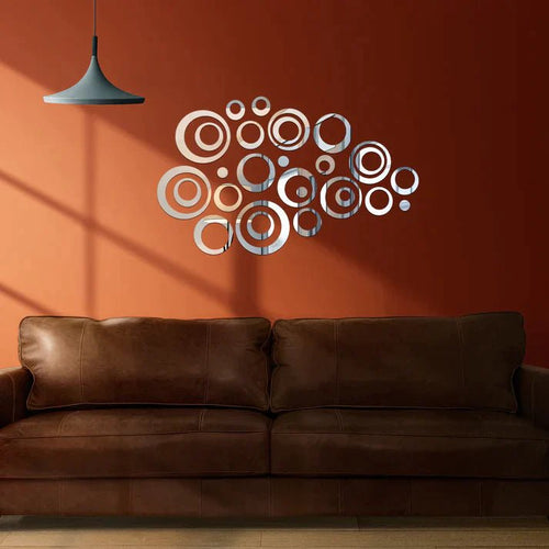 3D Ring 42 Silver Acrylic mirror for wall decor - Zambeel