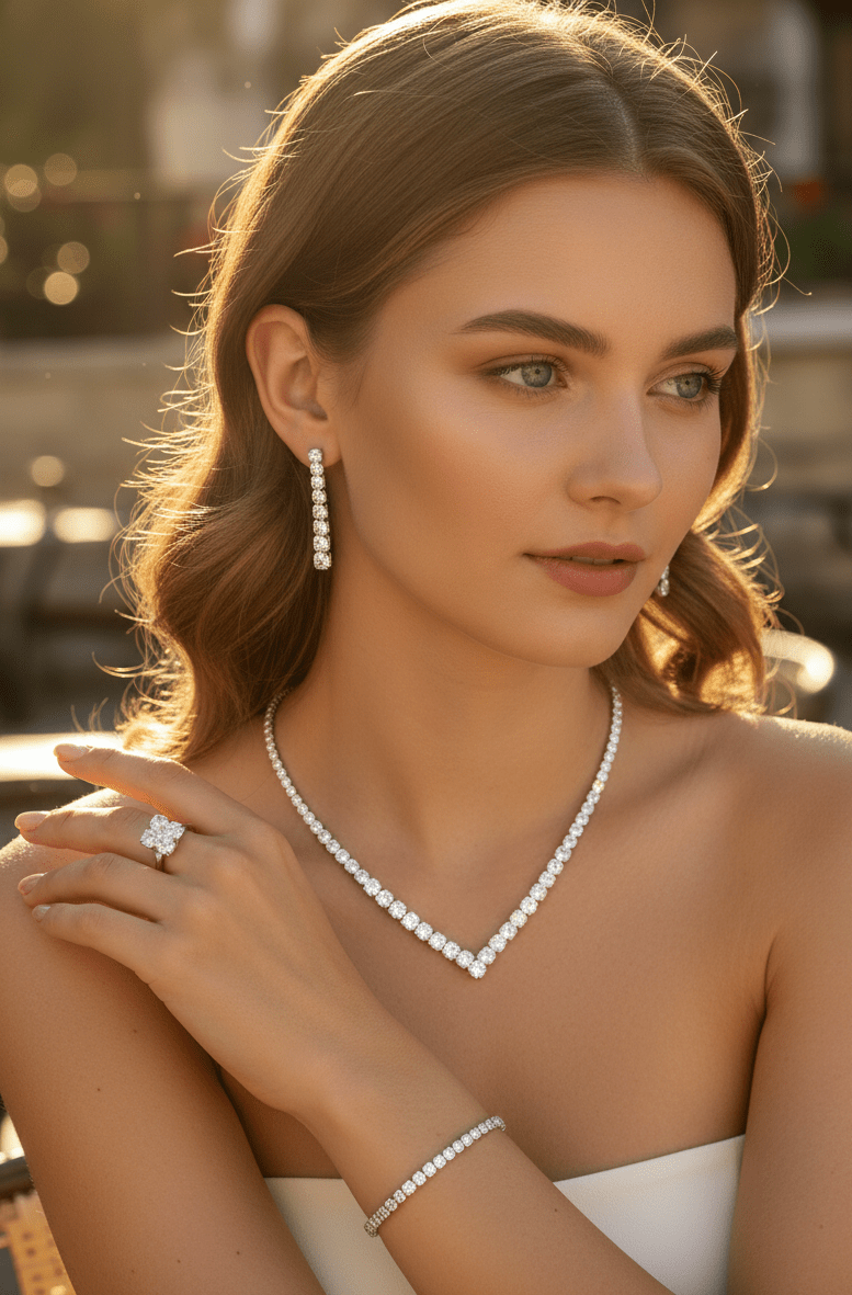 Classic V - Cut Crystal Jewelry Set - Zambeel