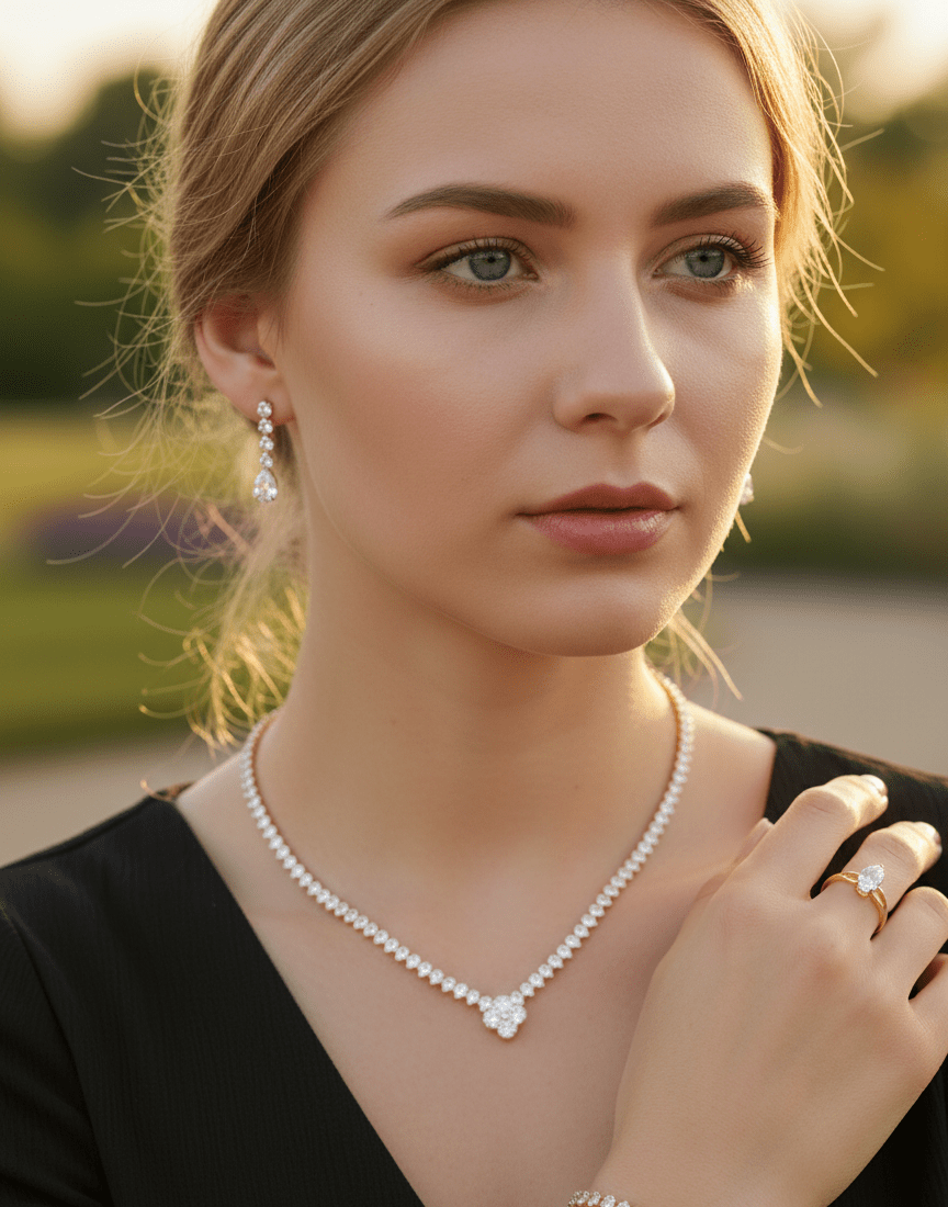 Clover Crystal Pendant Jewelry Set - Zambeel