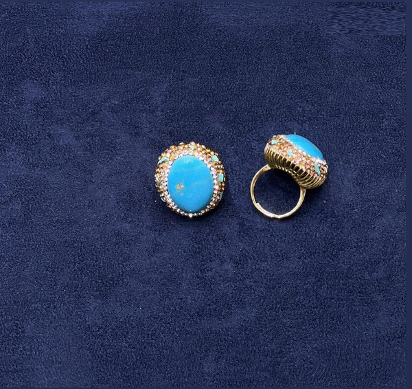 Oval Turquoise Statement Ring - Zambeel