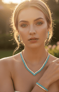 Turquoise V - Cut Crystal Jewelry Set - Zambeel